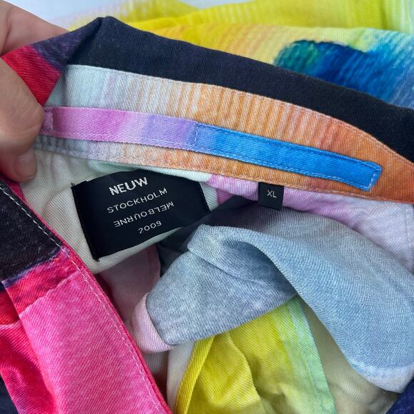 Neuw Denim Men’s Kurojiro Art Vacation Shirt Button Down Colorful Pink XL - Picture 4 of 7